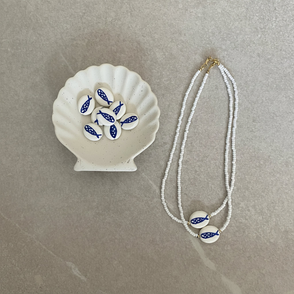 Ceramic Fish Beaded Necklace
