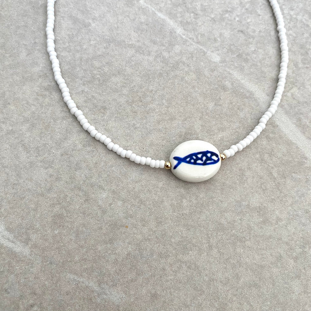 Ceramic Fish Beaded Necklace