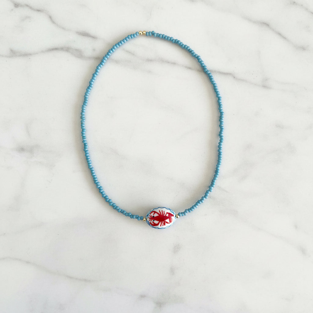 Ceramic Lobster Beaded Necklace